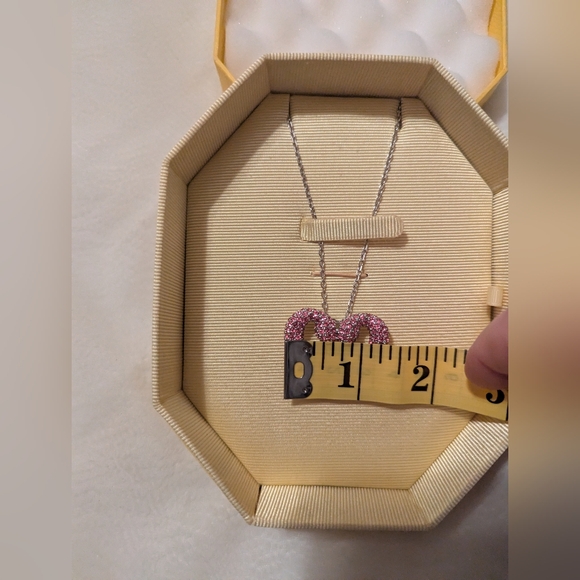 Swarovski Crystal Una Swan Heart Shaped Pendant Pink Rose Rhodium Plated NWT - Picture 4 of 9